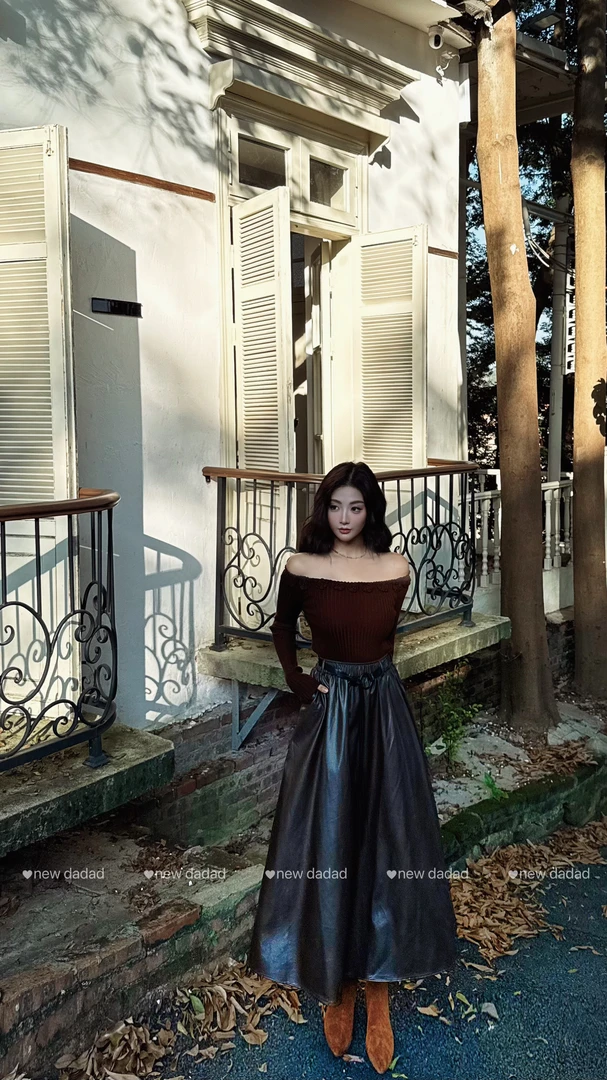 NEW DADADA法式气质时尚休闲高腰设计感复古显瘦半身裙TEM1282