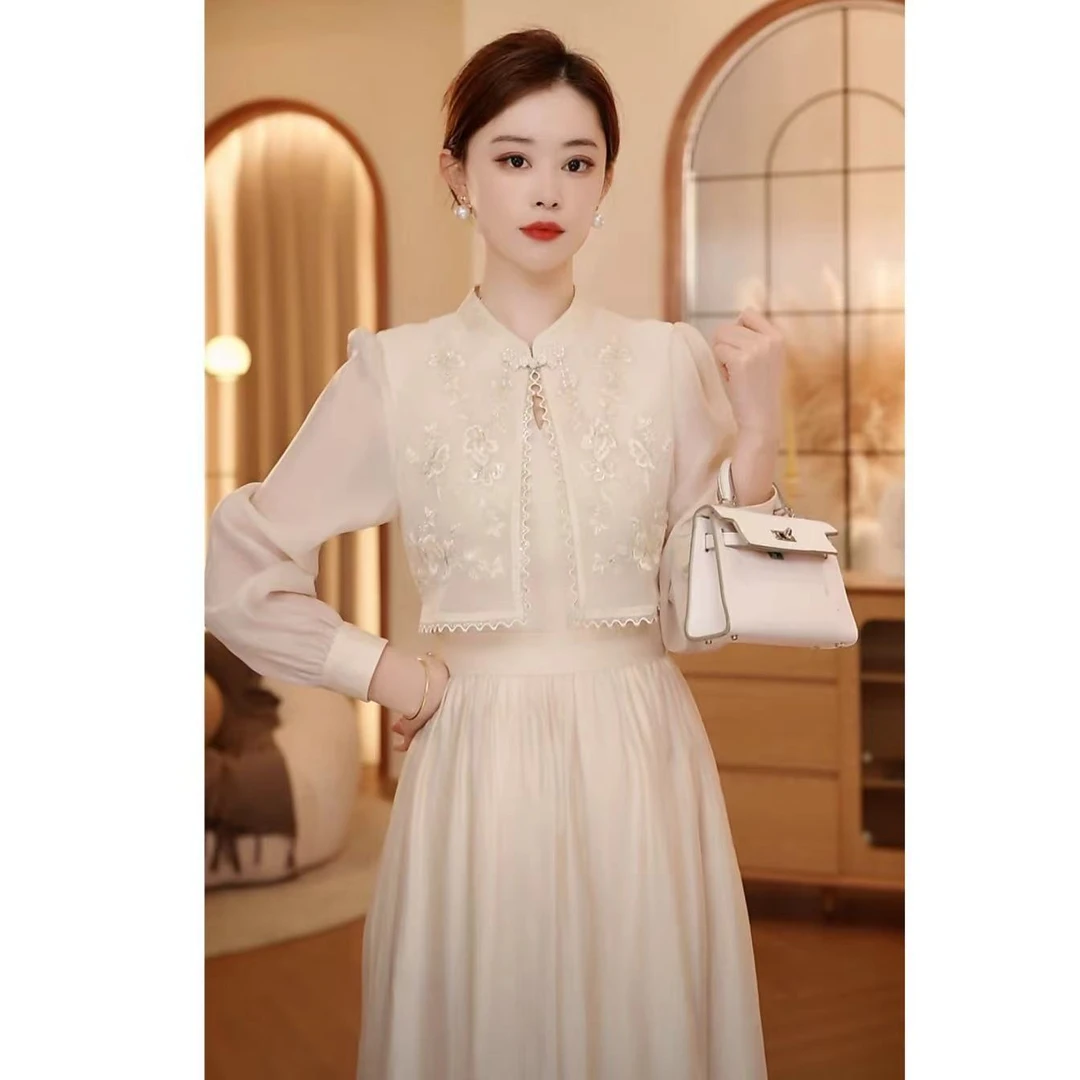 【梦梦&GERTCO】清瑾素香 原创优雅气质假两件连衣裙 XJ241L1105