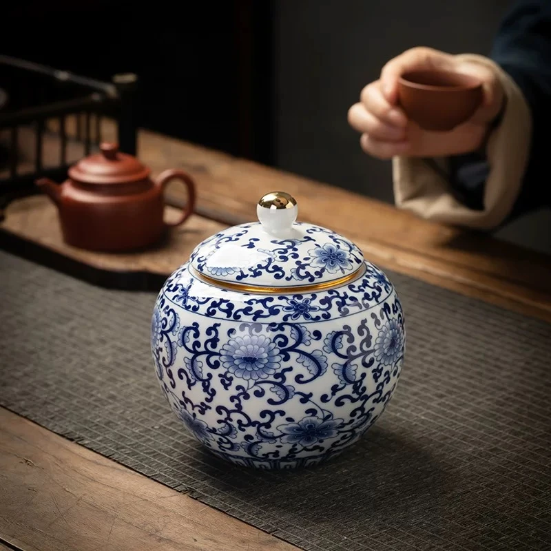 【张氏御瓷】JZGF-青花圆罐（单）