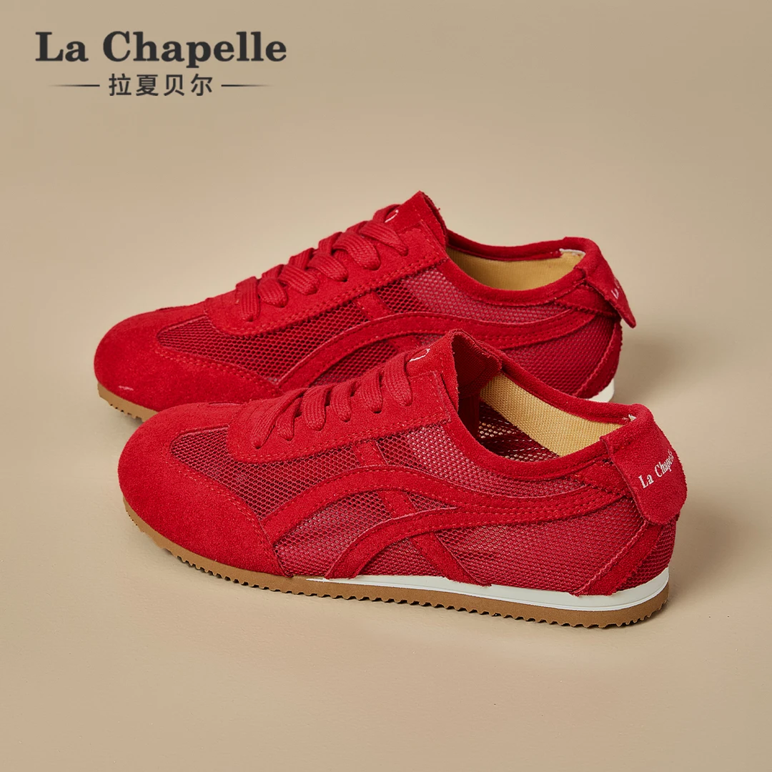 拉夏贝尔德训鞋女2025新款冬季百搭薄款透气网面单网休闲运动板鞋