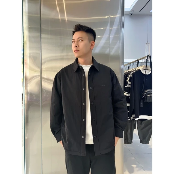 衬衫式棉服休闲夹克翻领棉服男韩版宽松型收口袖秋冬加厚