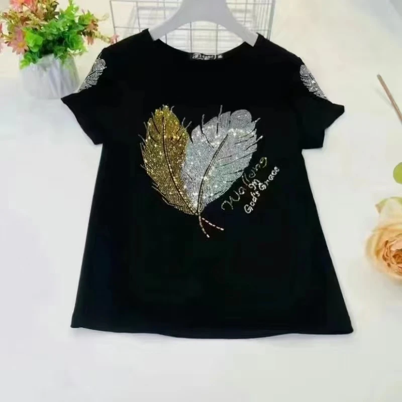 夏季2024新款短袖t恤女正肩时尚宽松半袖女装打底衫显瘦小众百搭