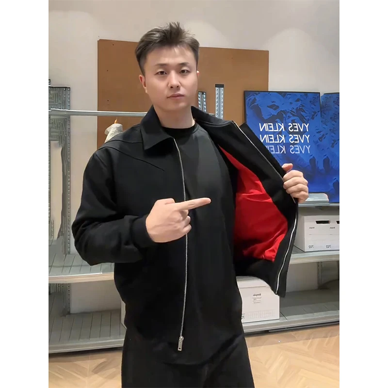 黑色boxy短款正肩外套男秋季高级感痞帅棒球服cleanfit飞行员夹克