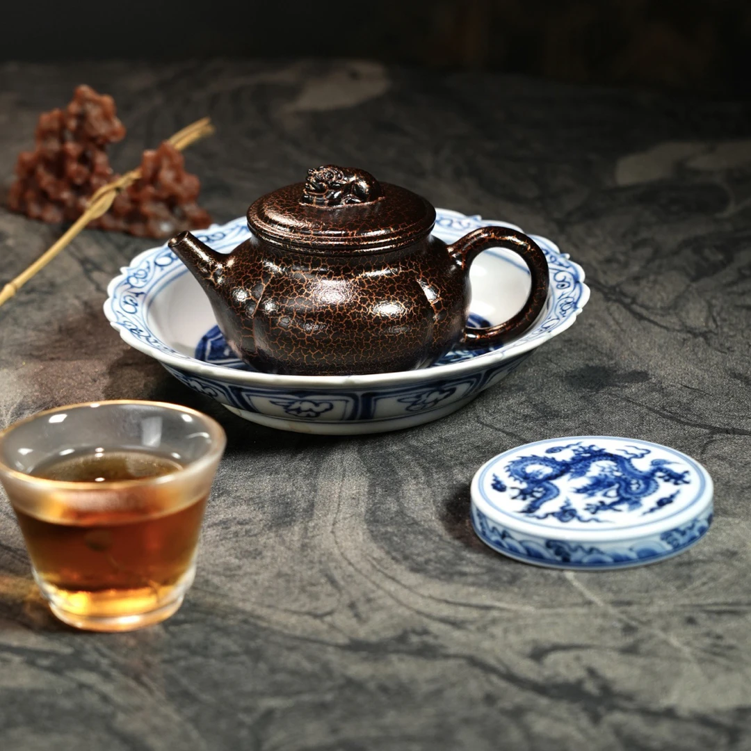 【祥瑞·狮球】原矿民国绿（贝壳烧）160cc·7孔