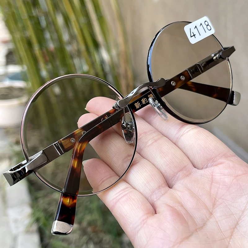 带棉带石纹 54直径无框圆 纯天然茶水晶老料石头眼镜冰糖色养目镜