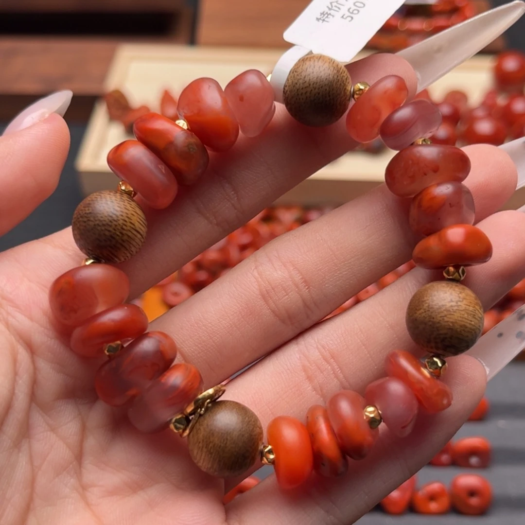 南红玛瑙未镶嵌南红12藏扣手串