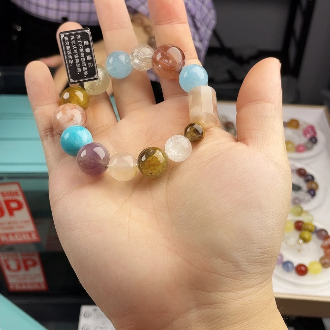 手串水晶银S925镀金镶嵌