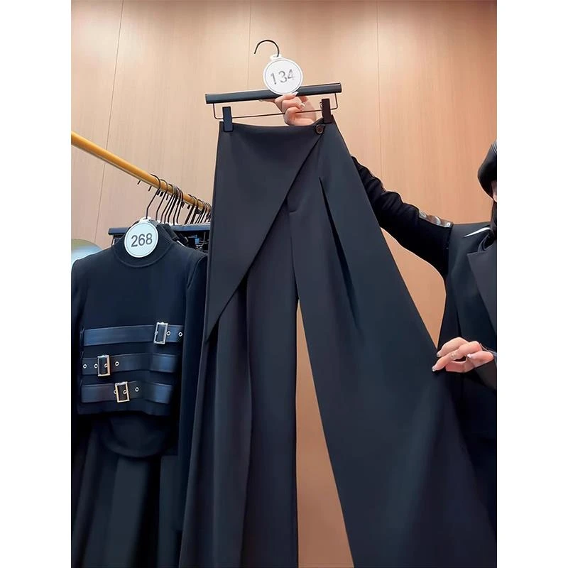 大码女装胖高级设计感西装裤女夏季新款高腰显瘦阔腿长裤子