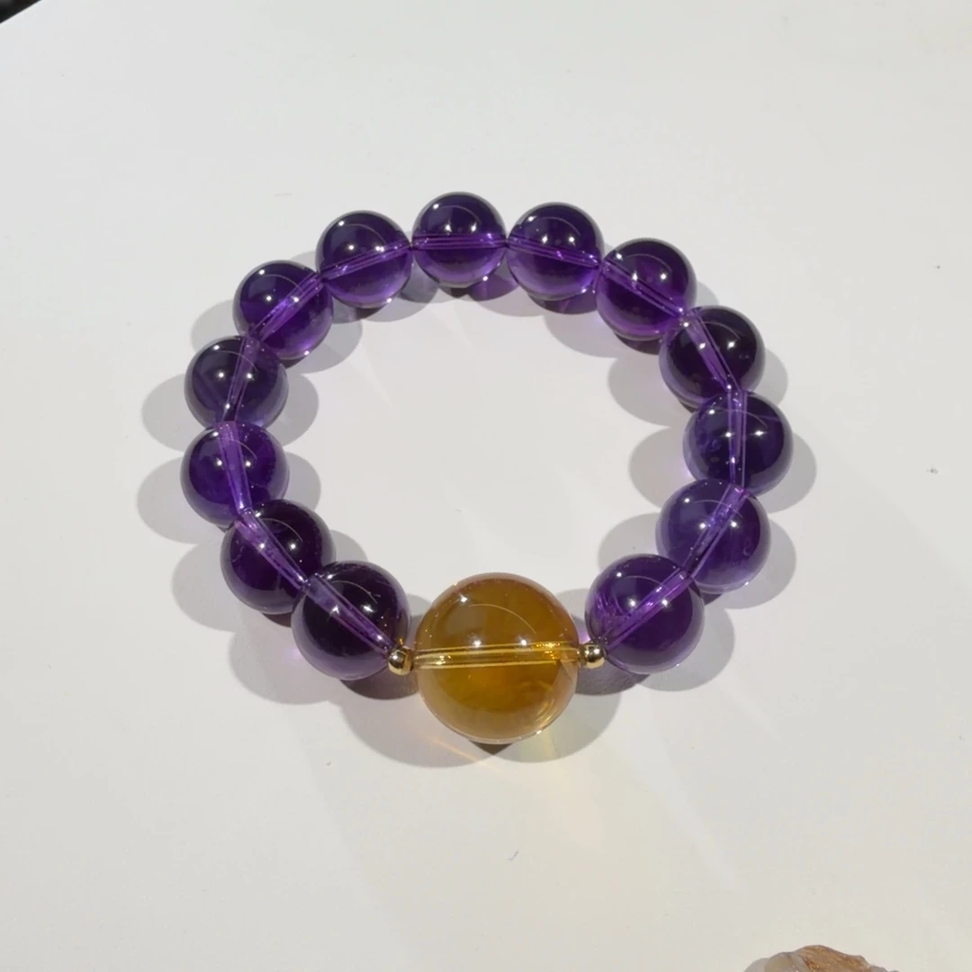 合金水晶手链紫黄设计12.5+