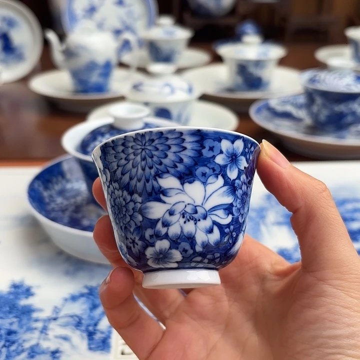 陶杯子手工手绘万花杯子