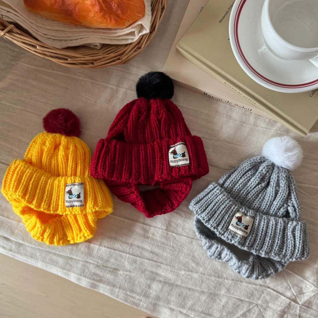 猫咪帽子狗狗秋冬款针织毛线帽舒适保暖宠物头套布偶英短比熊泰迪