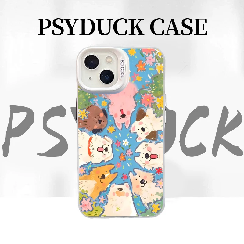 适用苹果华为一加小米镂空满屏狗狗创意小众卡通动漫防摔手机壳