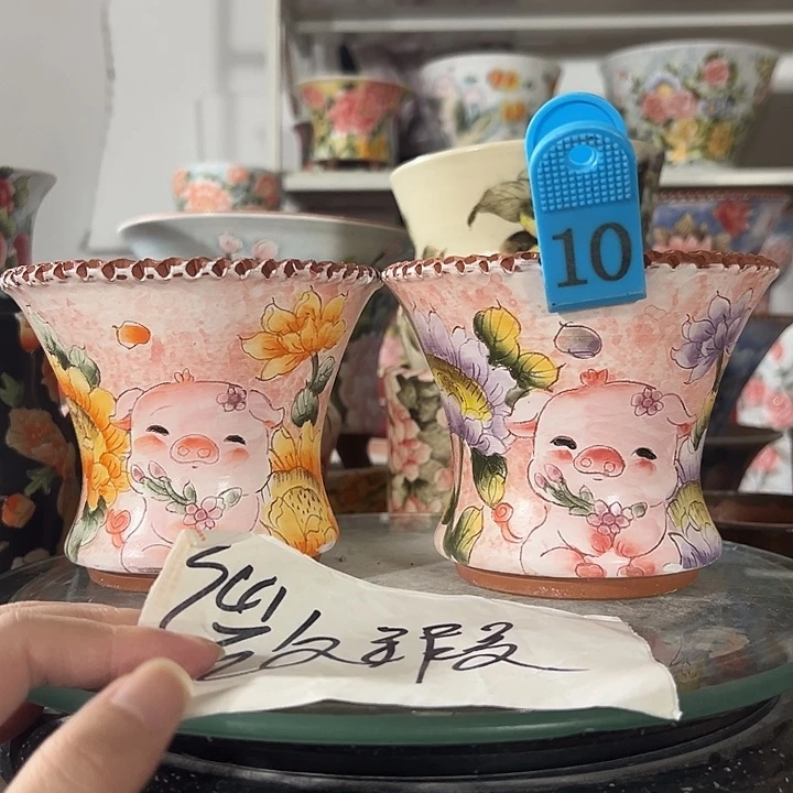 景德镇幸运花盆手绘韩式花盆