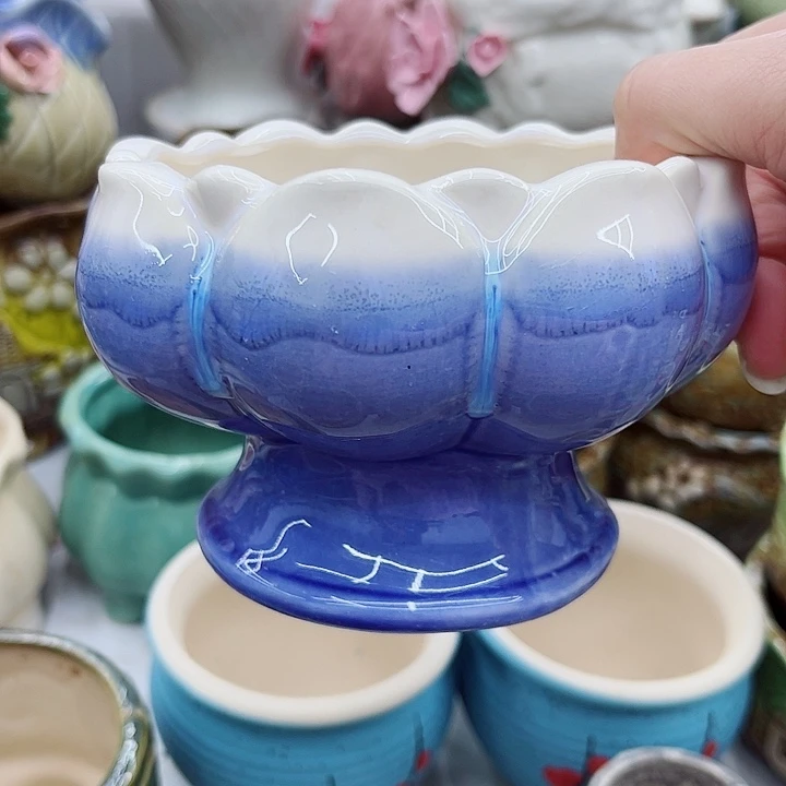 多肉绿植陶瓷花盆9.9包邮，有孔