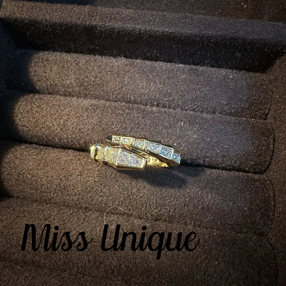 C3417金色梯形蛇戒指