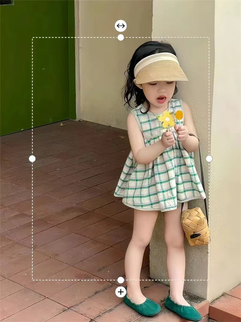 甜美清新/日系2件套装格子女夏款洋气夏季公主套装A类100棉