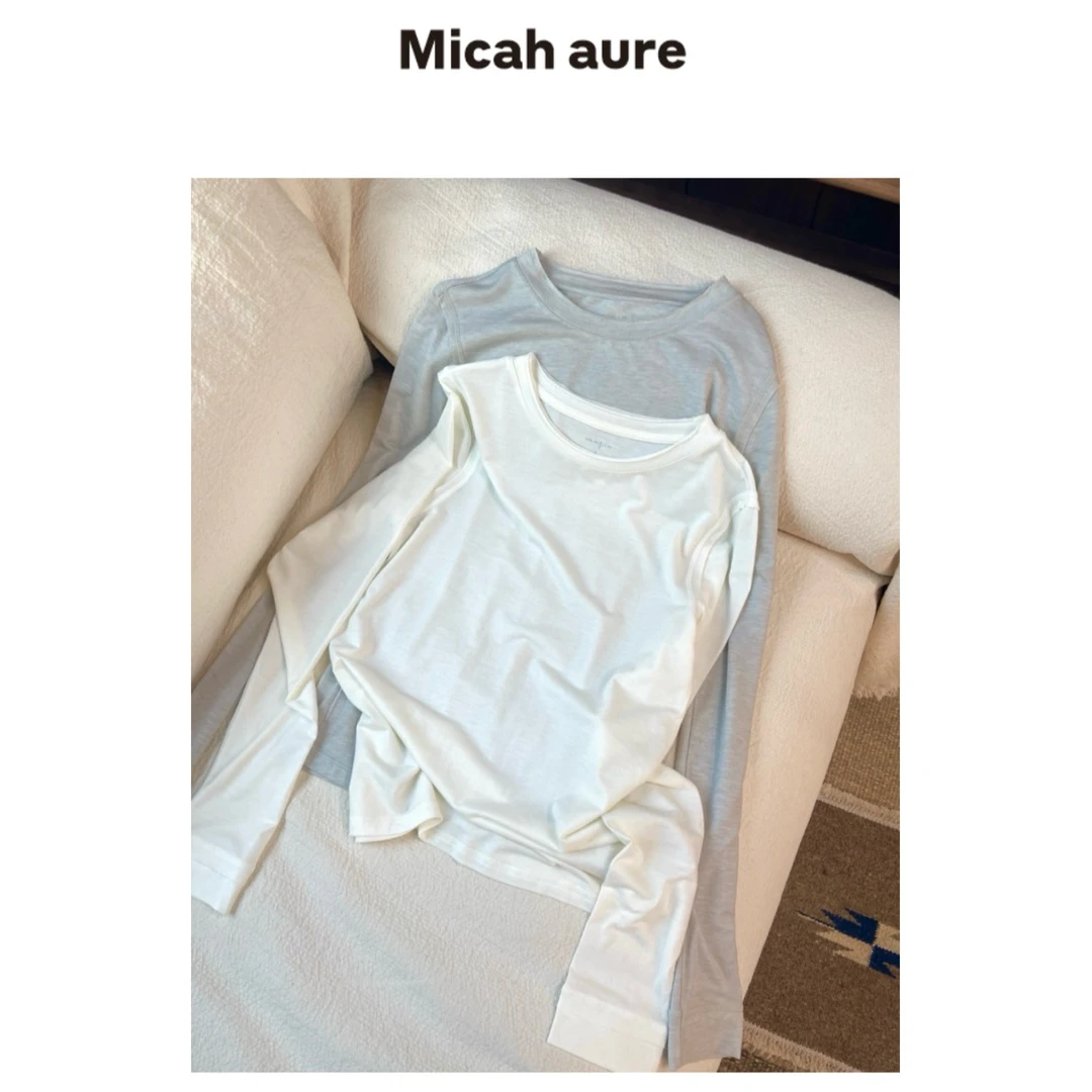 Micah  aure 「云感呼吸T」～超薄超细天丝羊毛破边T恤