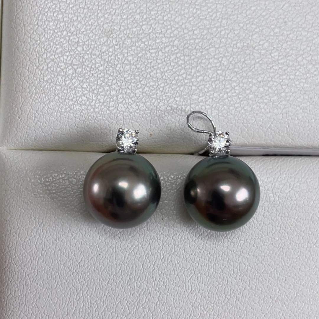 耳饰18K金镶嵌海水珍珠10-11mm