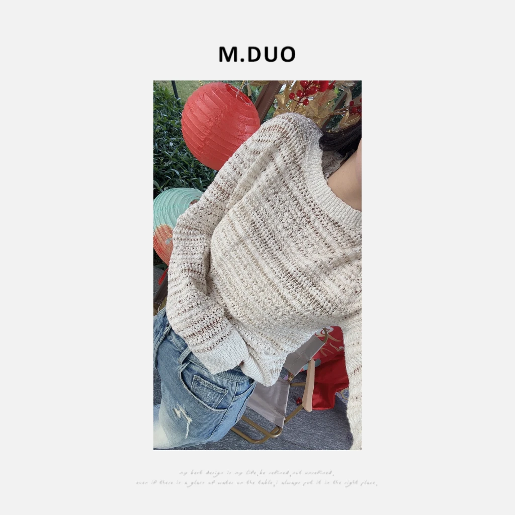 M.DUO 时尚单品韩版早春街拍圆领套头针织衫3012
