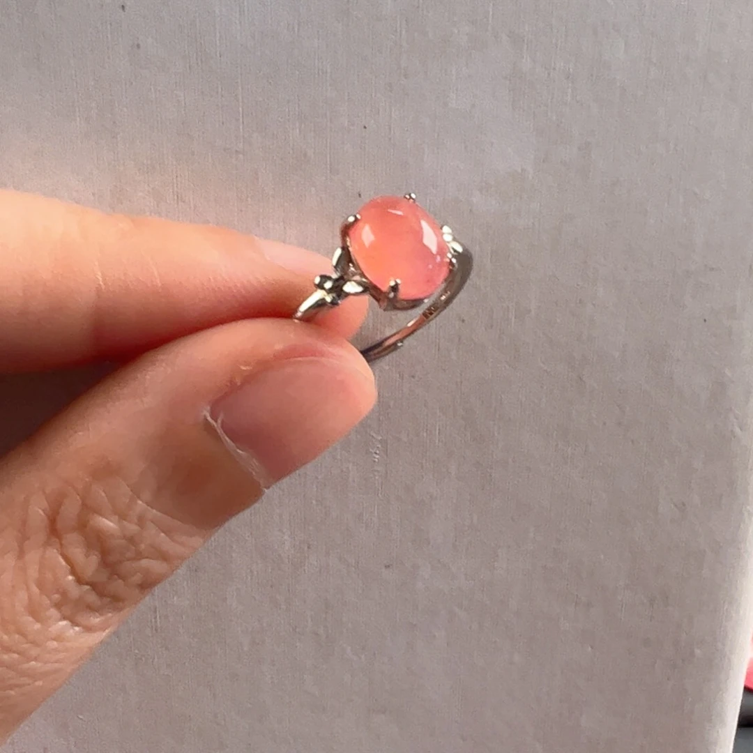 菱锰矿（红纹石）银S925镶嵌戒指无*间