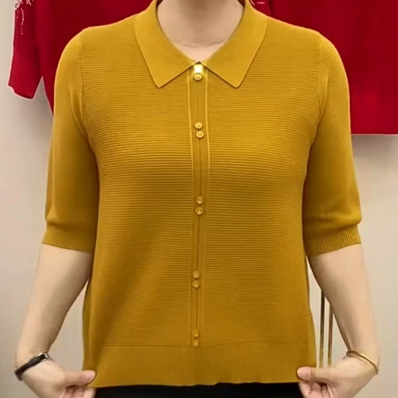 春秋款针织衫2025新款宽松显瘦七分袖打底衫百搭减龄中老年妈妈装