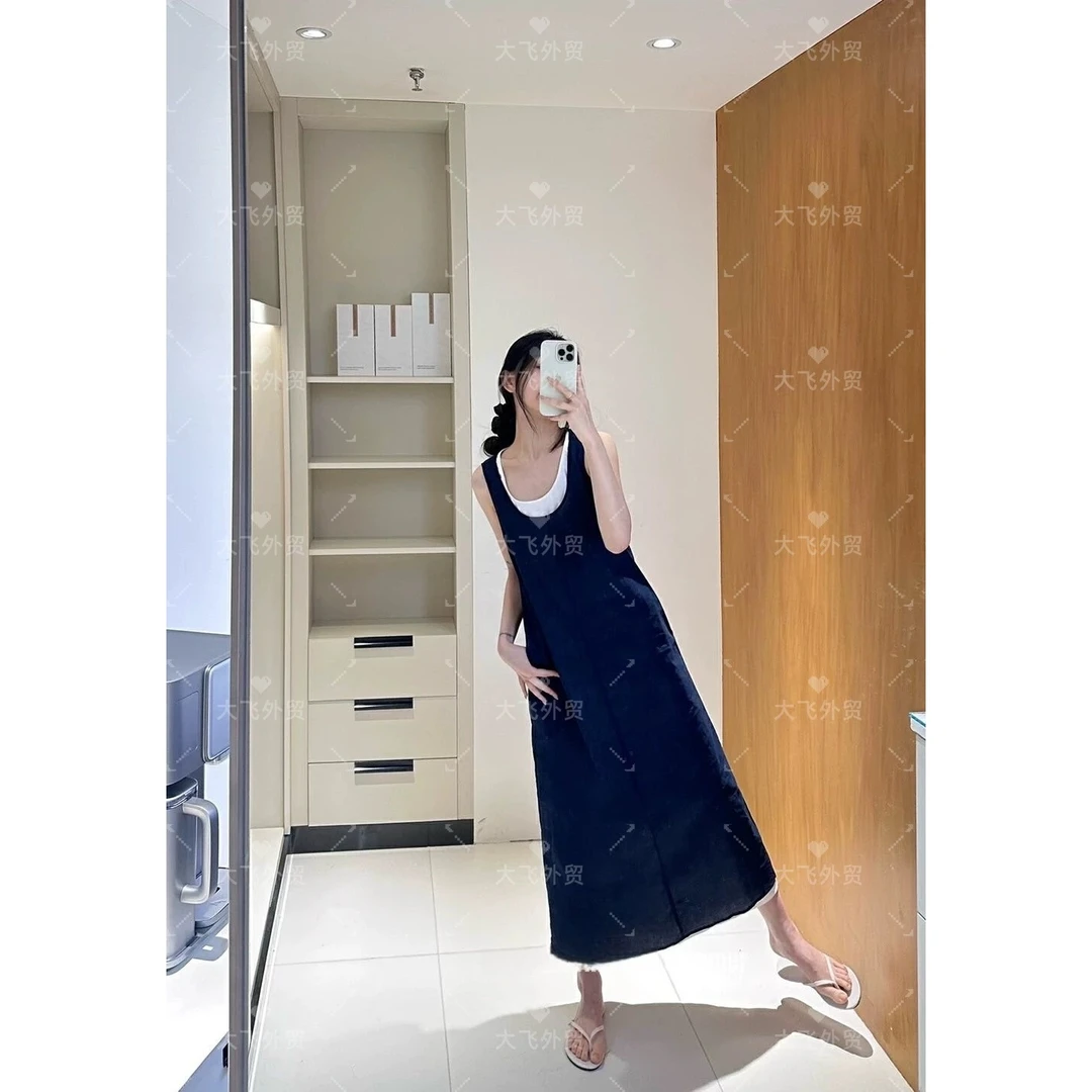 【蛋家&六色拼接吊带裙】夏季新款拼接直筒吊带连衣裙DF281