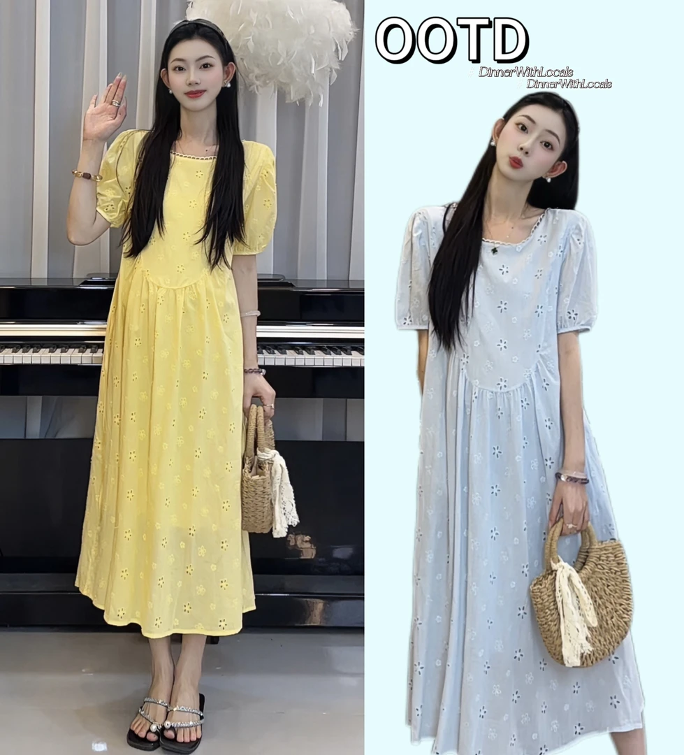 【小清家】小个子2025新款夏季孕妇连衣裙气质花边刺绣镂空大码女