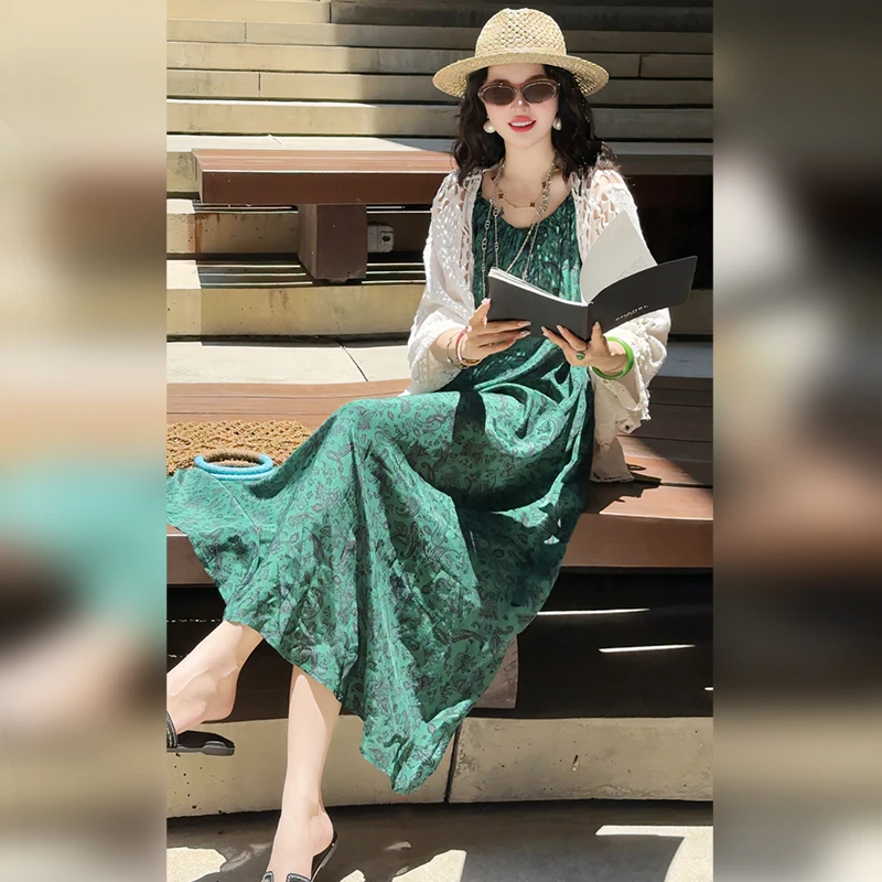 【Linda姐高端线】夏季时尚气质复古百搭吊带连衣裙子AS5LYH2478