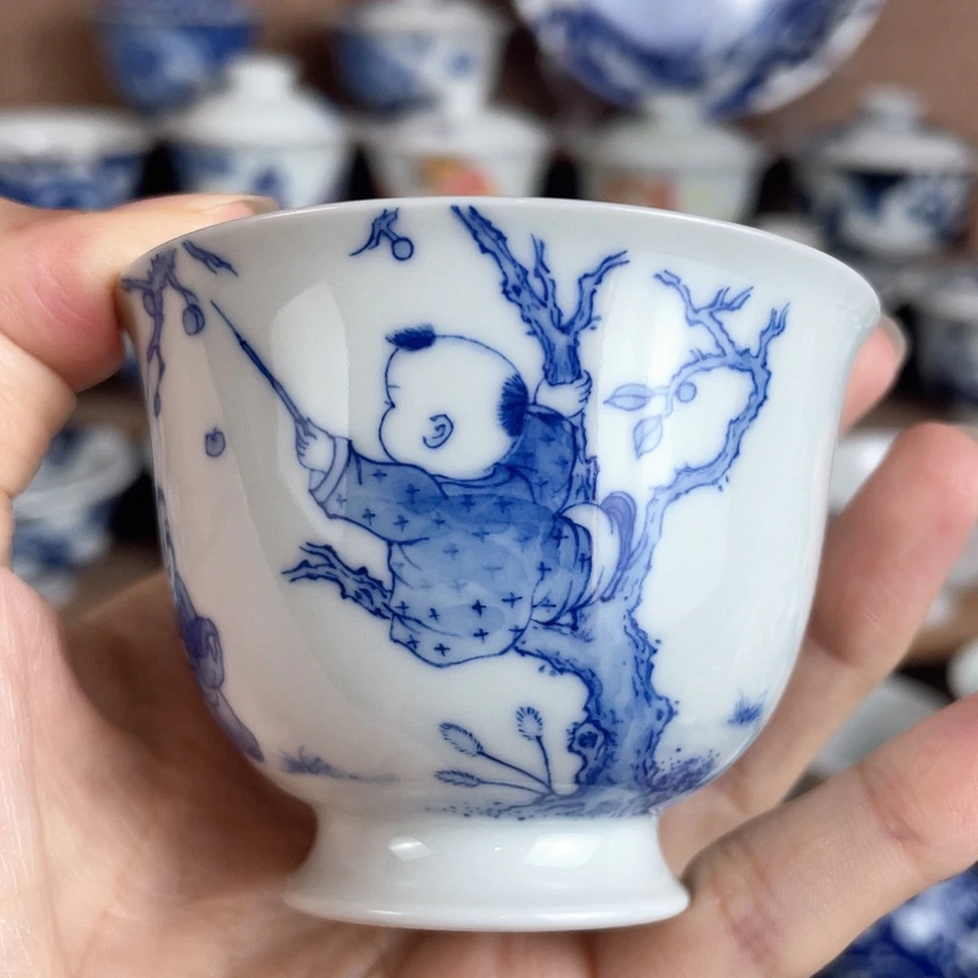 泥藝瓷梦童子摘果子杯杯