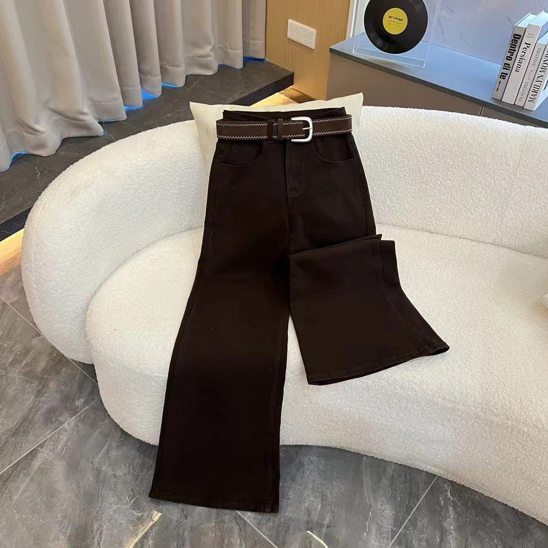 秋冬微喇加绒牛仔裤通勤修身百搭长裤GK-831