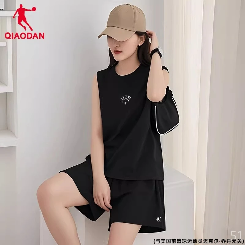 乔丹运动套装女士夏季无袖背心速干T恤坎肩短裤篮球服两件装大码