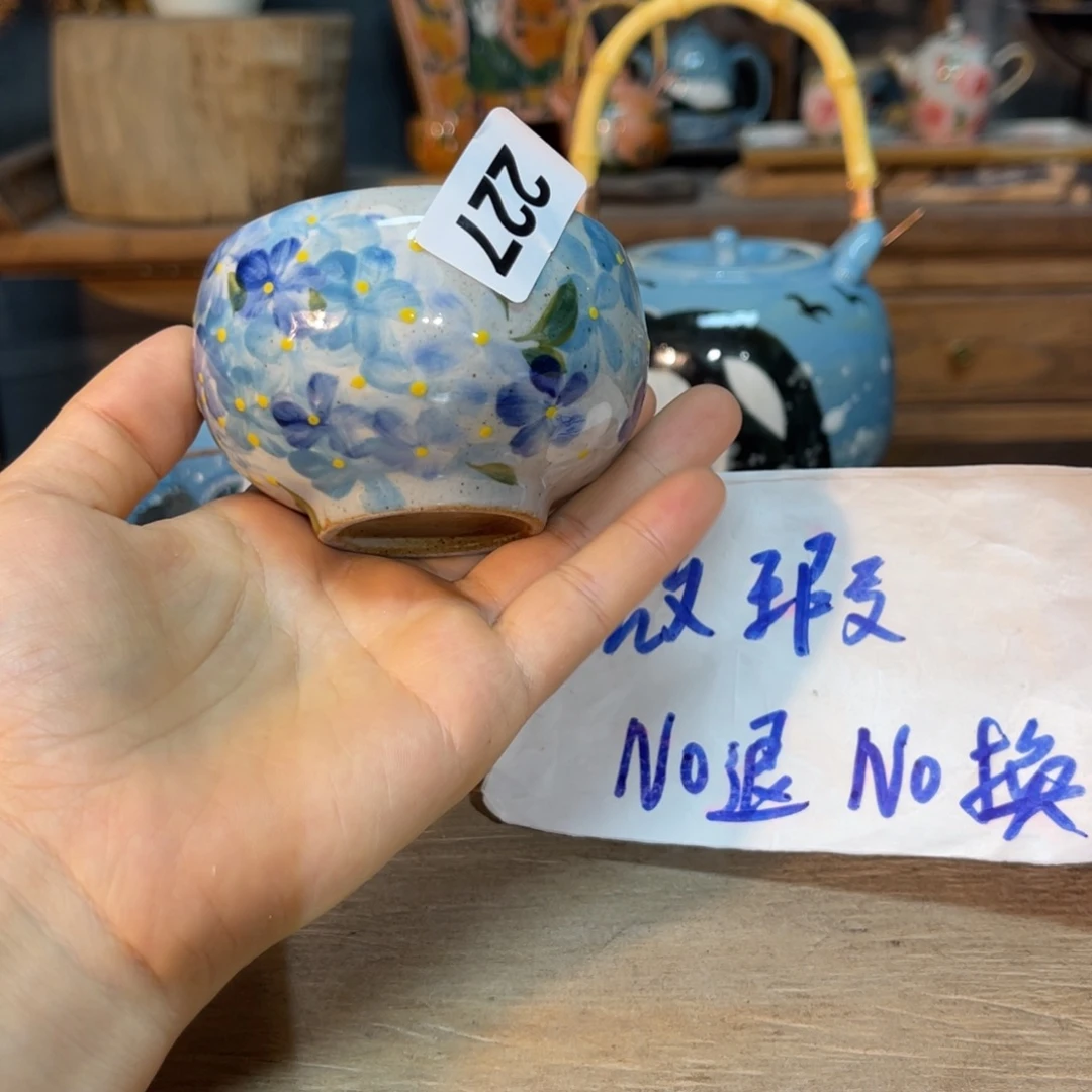 壶素浅陶瓷手工手绘