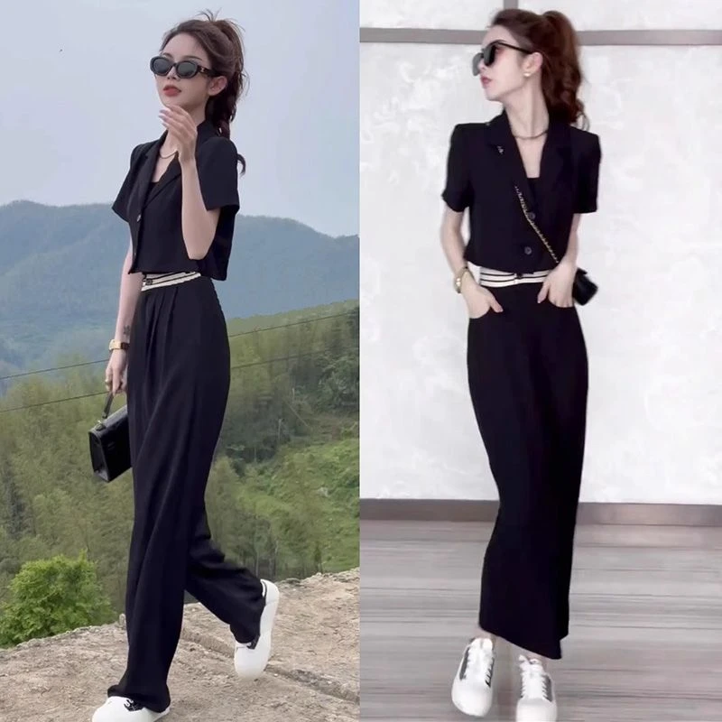 小个子减龄时尚套装女2025夏季新款韩版设计气质显瘦百搭西装