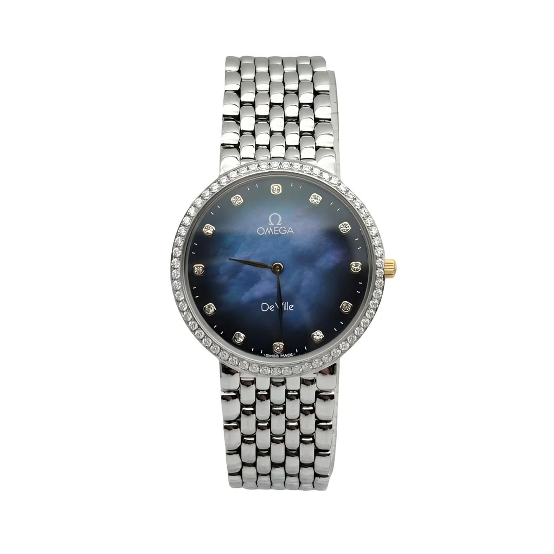95新 Omega/欧米茄 欧米茄石英暗夜蓝贝母手表/表径32.5/后钻
