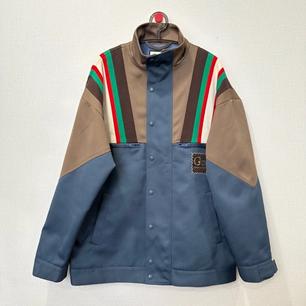 99新 GUCCI/古驰 条纹拉链夹克/尺码50/编号11698