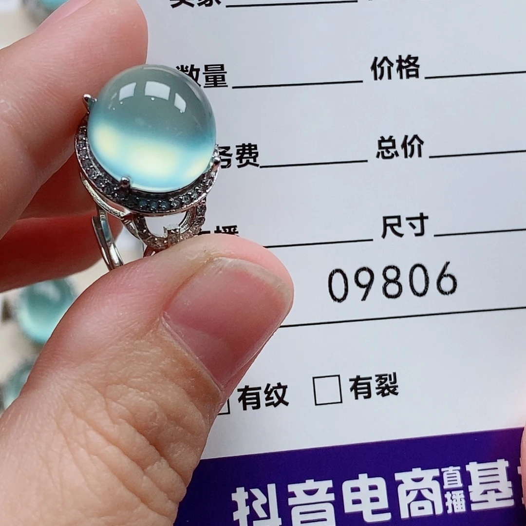 银S925镶嵌蛇纹石玉戒指春*