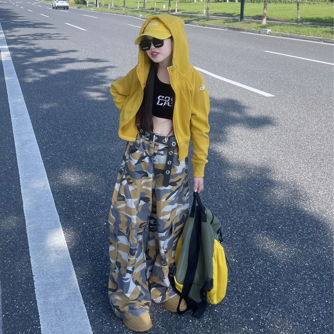 女童外套春秋款2025新款儿童秋装洋气短款女大童秋季连帽卫衣开衫