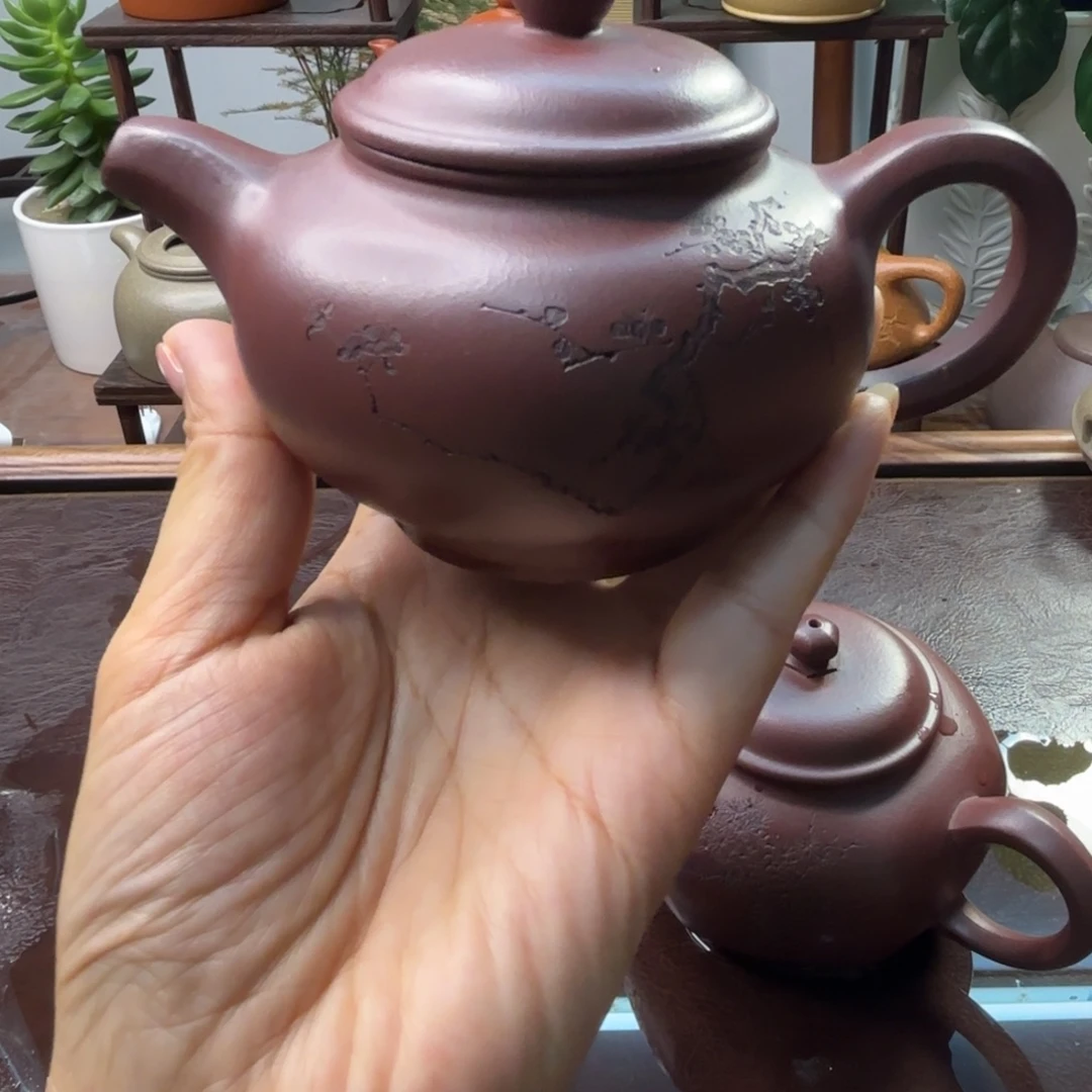 紫砂茶壶老紫泥六方掇只240cc