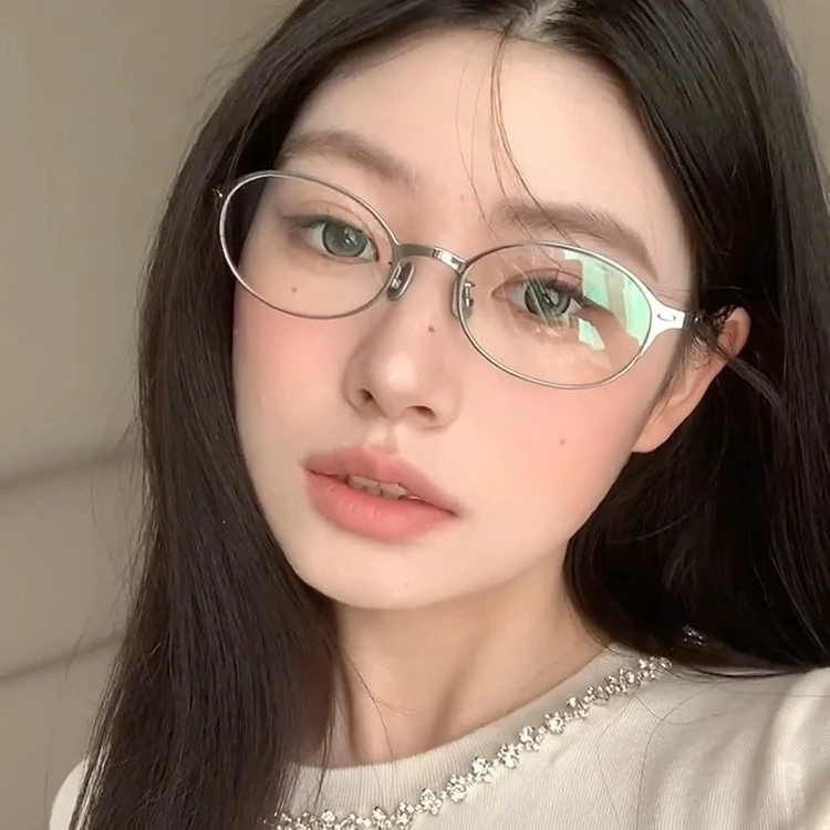 小亮片书呆子金属眼镜女高级智感纯欲素颜眼镜近视显瘦可配度数
