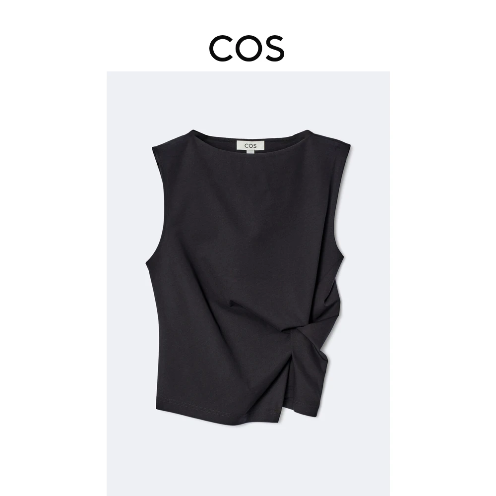 COS女装 修身版型船领抓褶纹理背心黑色2025春季新品1272830001