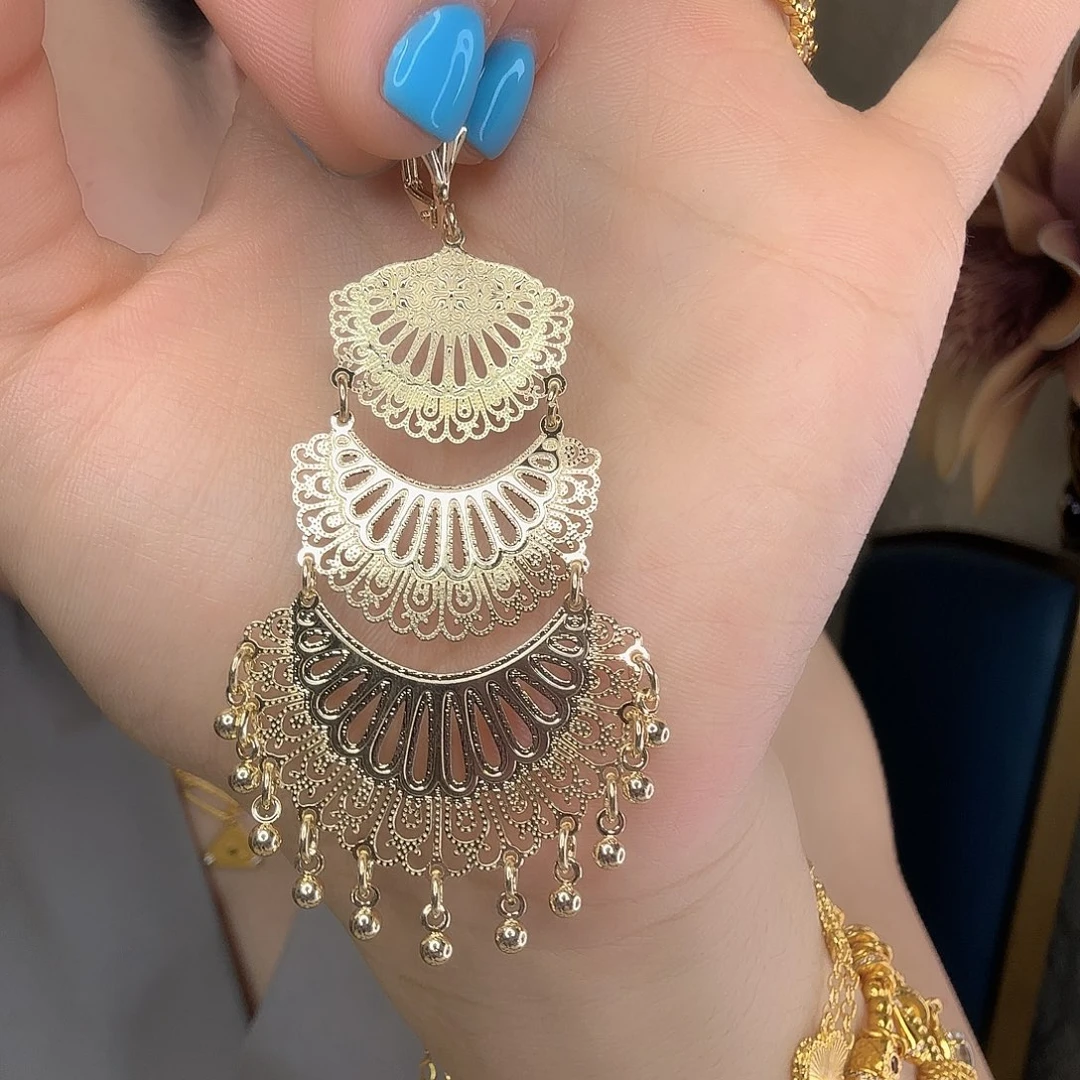 纯铜合金锆石波西米亚耳环1009