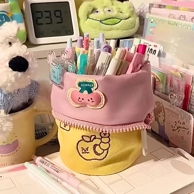 cupcake笔袋大学生高颜值小红书日系女初高中生大容量筒式文具袋