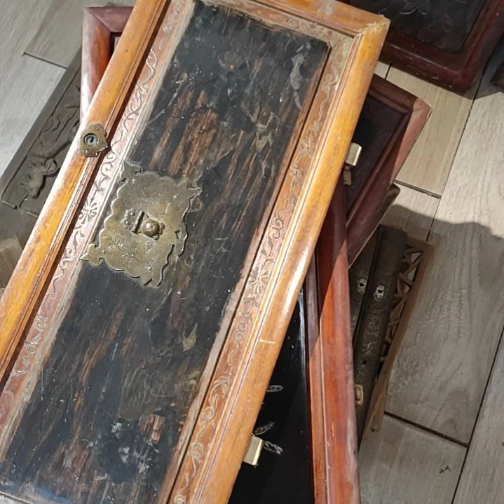 等***奖香榧木老木雕老花板十片