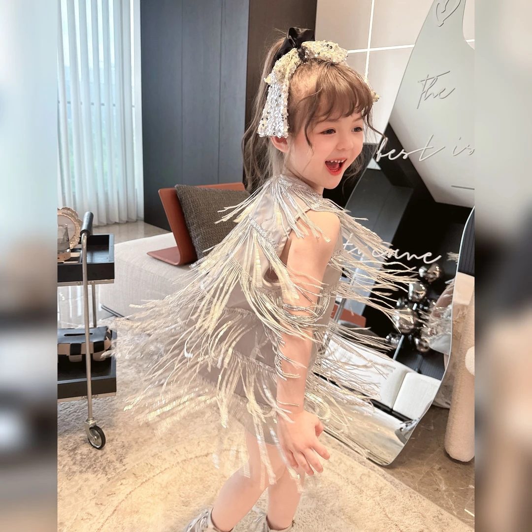 【Mantoumama】【现货】仙气流苏连衣裙女童夏季洋气无袖拉丁舞蹈网红