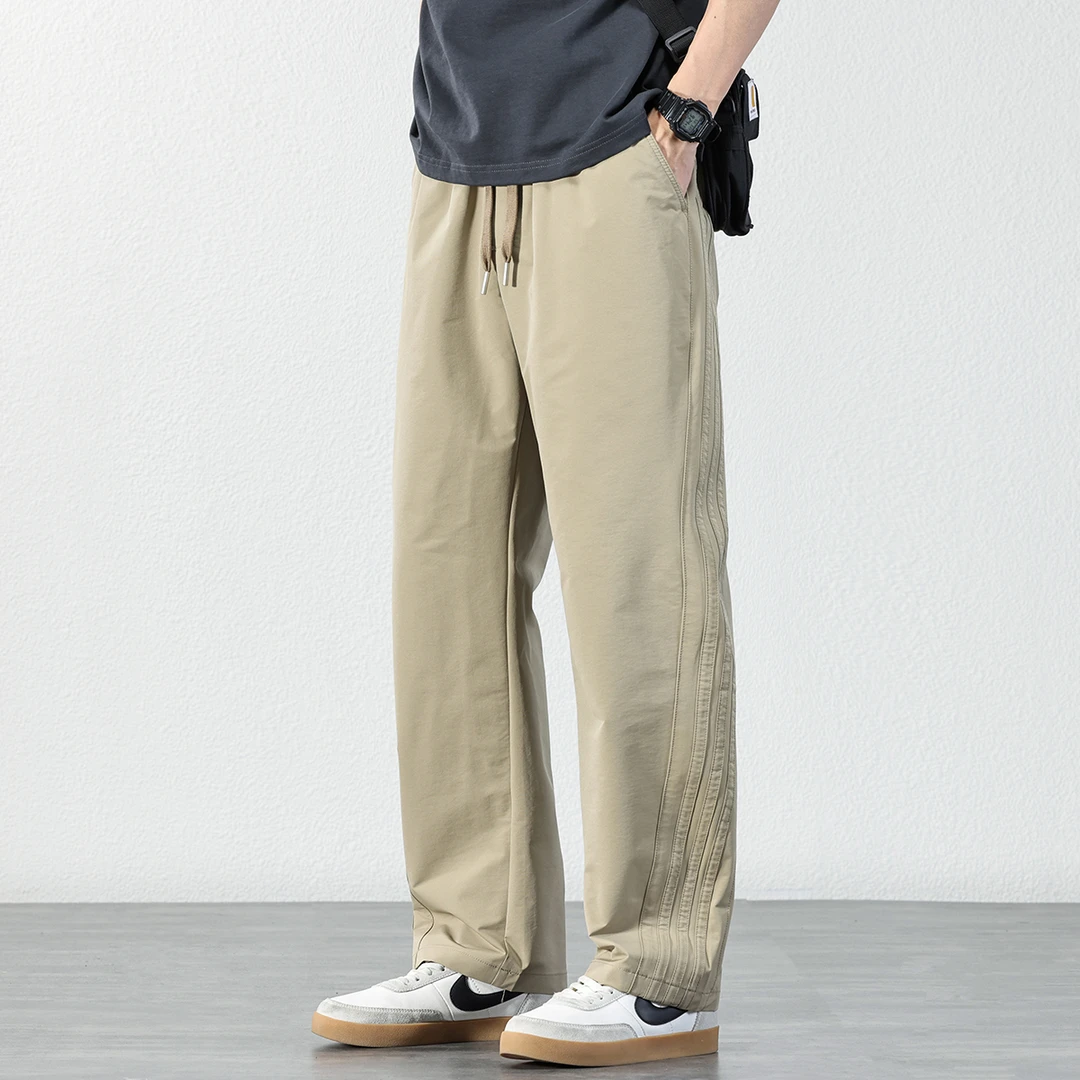 冰丝凉感休闲裤男士2025夏季宽松户外运动轻薄透气速干直筒裤子潮