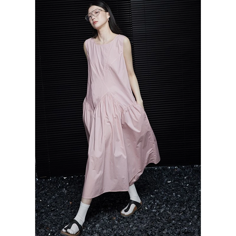 moment粉色无袖连衣裙女2024夏季新款高端精致气质超好看端庄大气