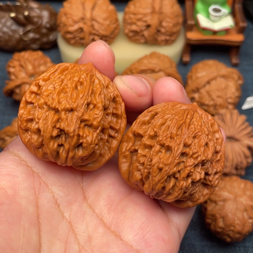 把件文玩核桃39.8麦穗虎头全品