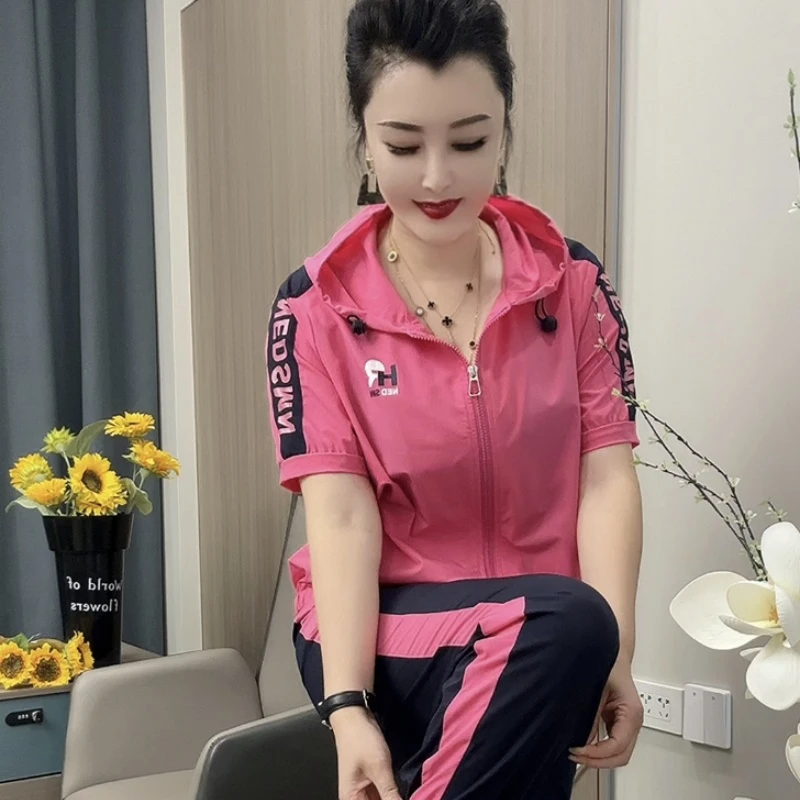 25852上衣+裤子休闲套装修身显瘦夏装短裤夏季薄款女士宽松休闲