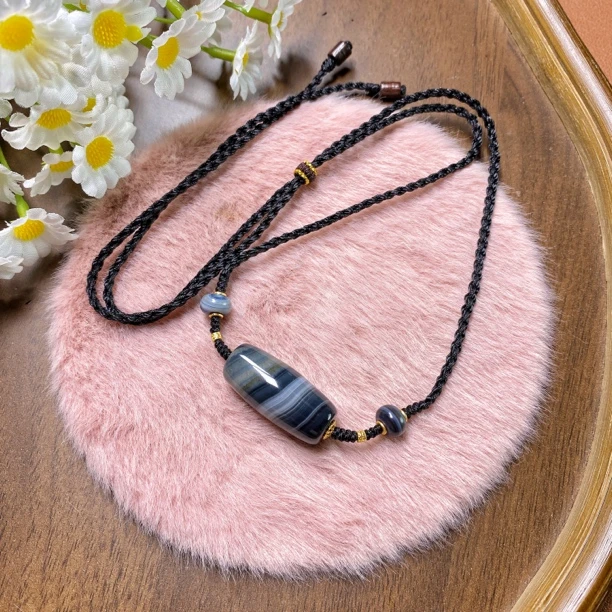玛瑙蓝沁药师锁骨链时尚个性设计颈饰