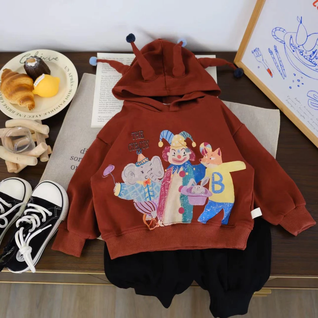 儿童春秋韩版卡通动物卫衣两件套H1521